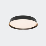 Zena Ceiling Lamp in matte black with warm LED light, designed for flush ceiling mounting in contemporary indoor environments.