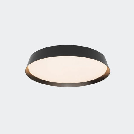 Zena Ceiling Lamp in matte black with warm LED light, designed for flush ceiling mounting in contemporary indoor environments.
