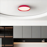 Zena Ceiling Lamp in red finish installed in a modern kitchen, offering even light distribution and stylish ambient lighting for indoor spaces.
