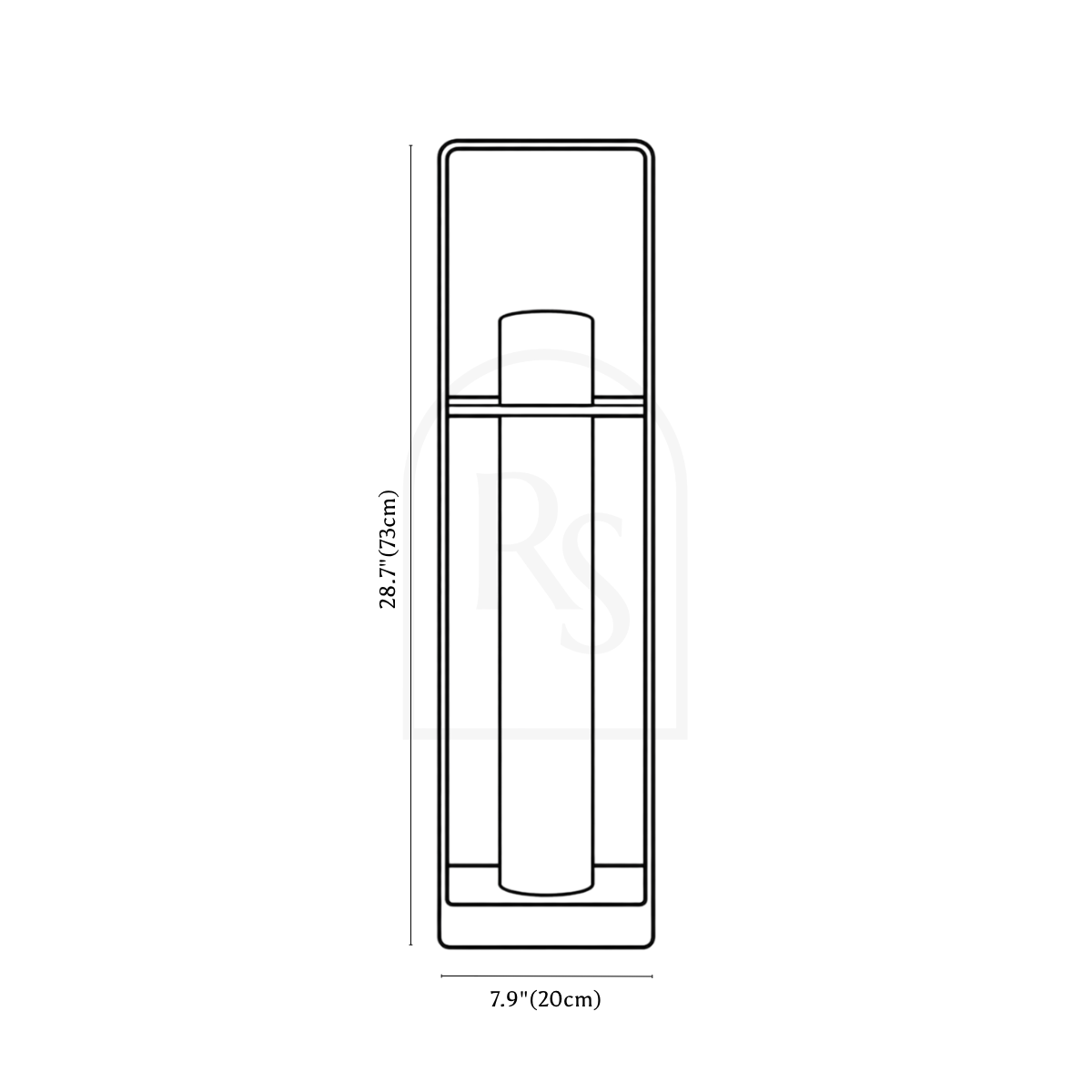 Zence Outdoor Garden Lamp line drawing 3