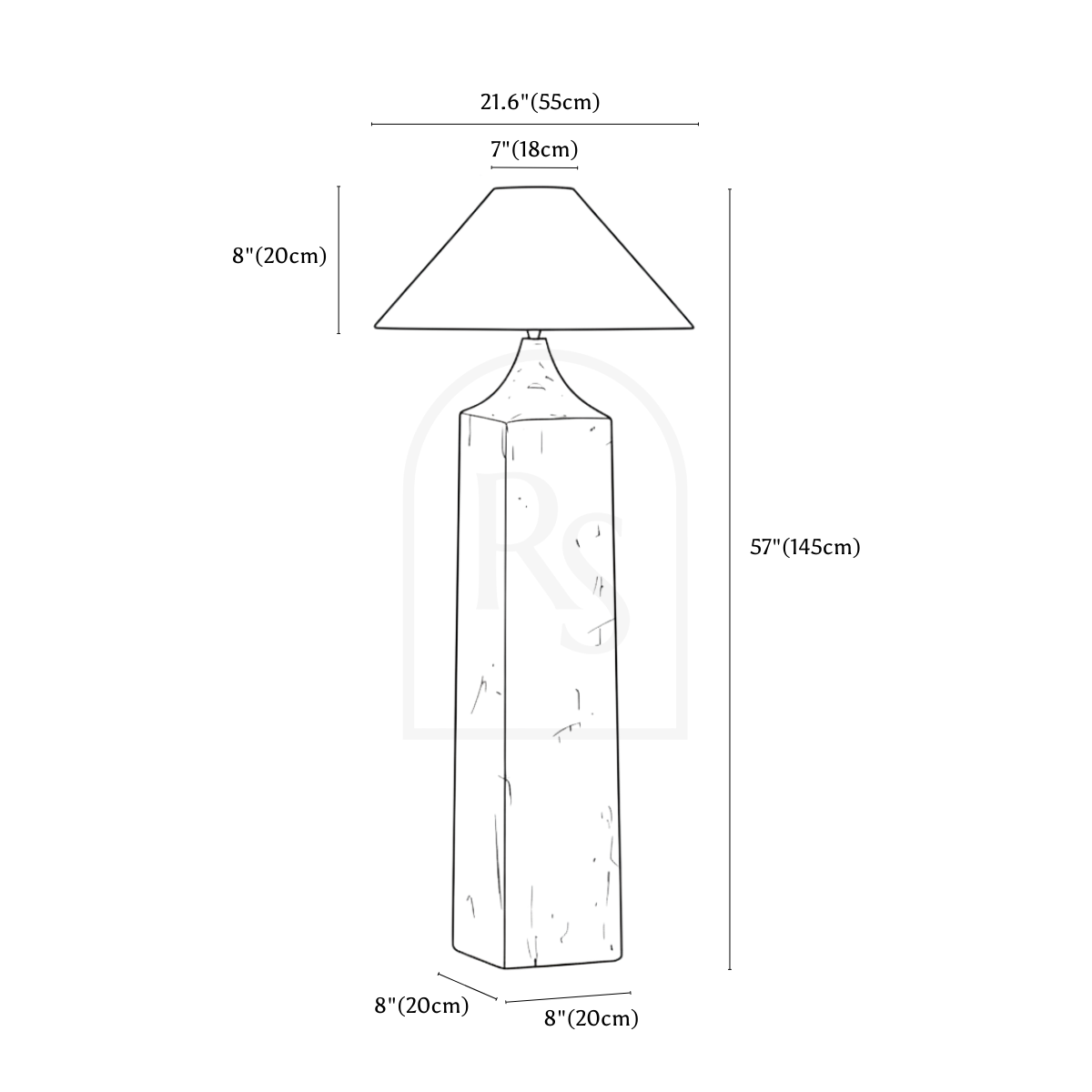 Zeran Floor Lamp line drawing 1