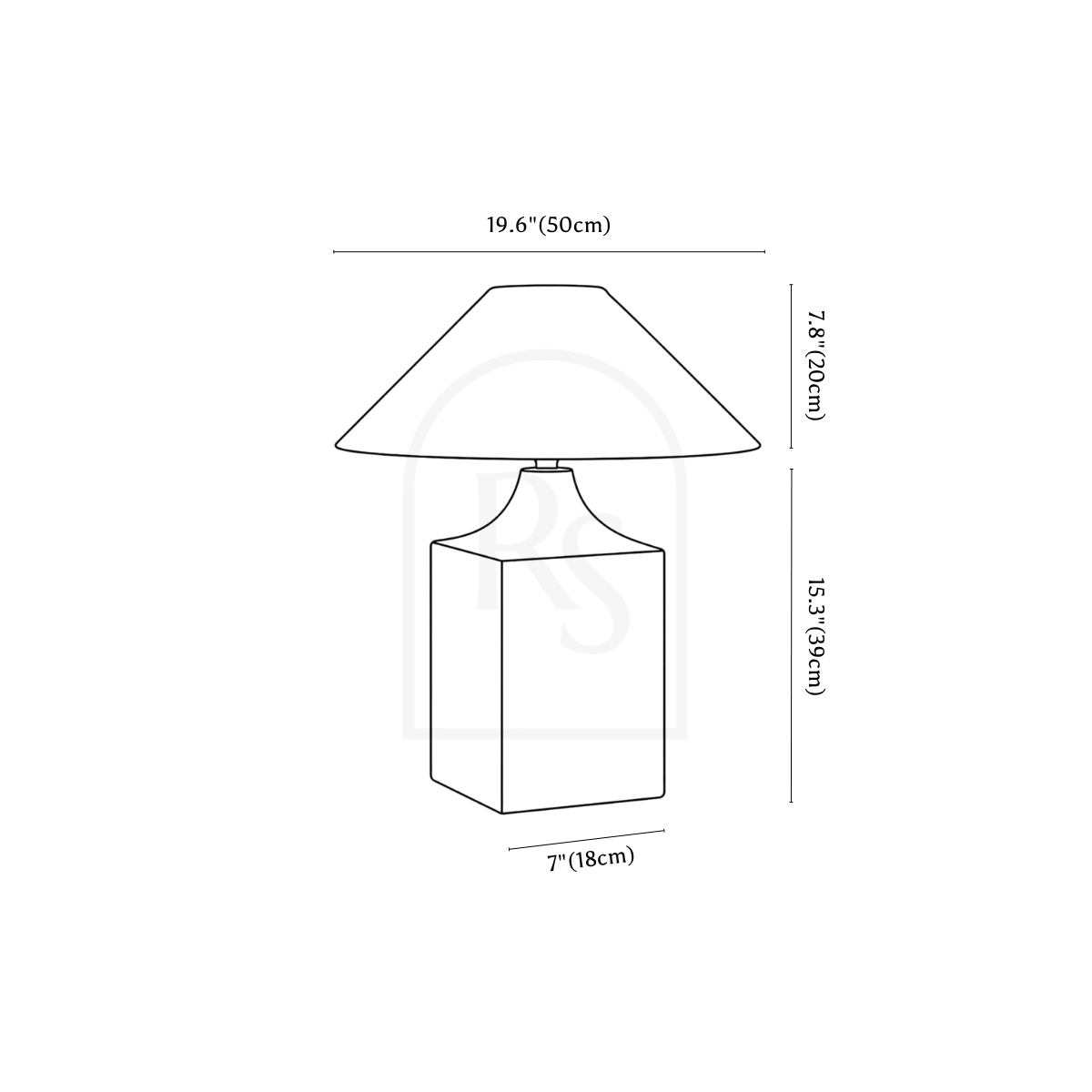 Zeran Table Lamp line drawing 1