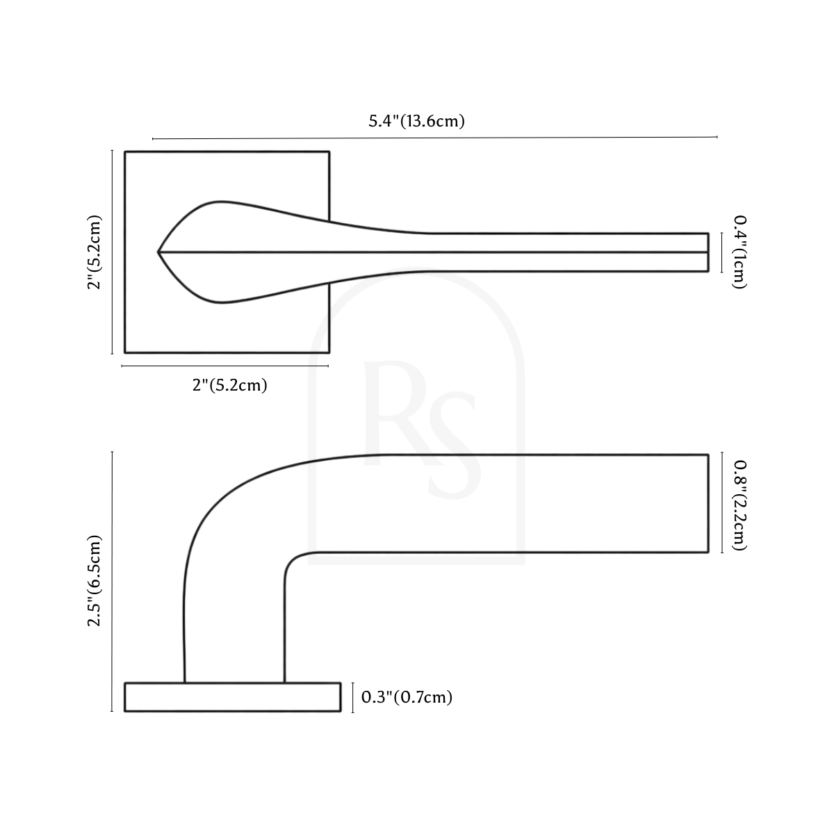 Zevor Handle and Lock line drawing 1