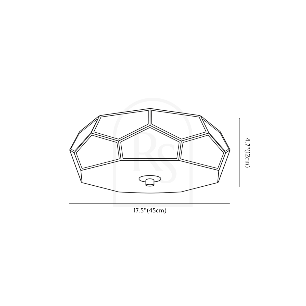 Zhumian Ceiling Lamp line drawing 2