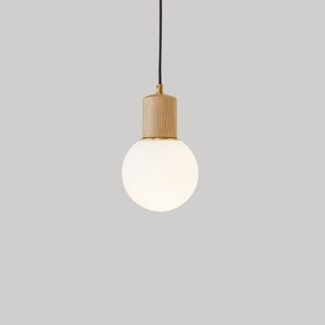 "Wooden holder spherical pendant light providing even illumination, enhancing both functionality and aesthetics in any space."