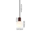 "Pendant light with wood holder, showing the product's dimensions: 47.2” length, 5.9” diameter, and 2.7” height."