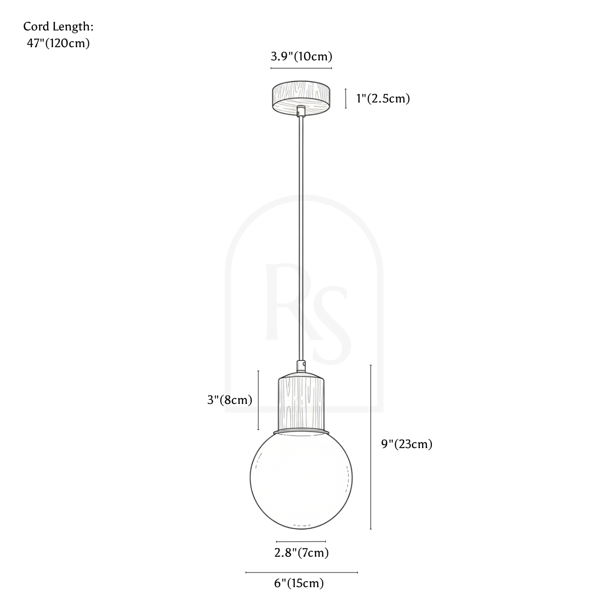 Zilus Pendant Light line drawing 1