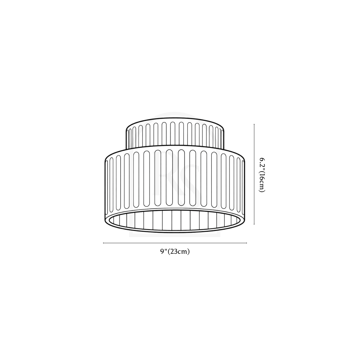 Zinobis Ceiling Light line drawing 1