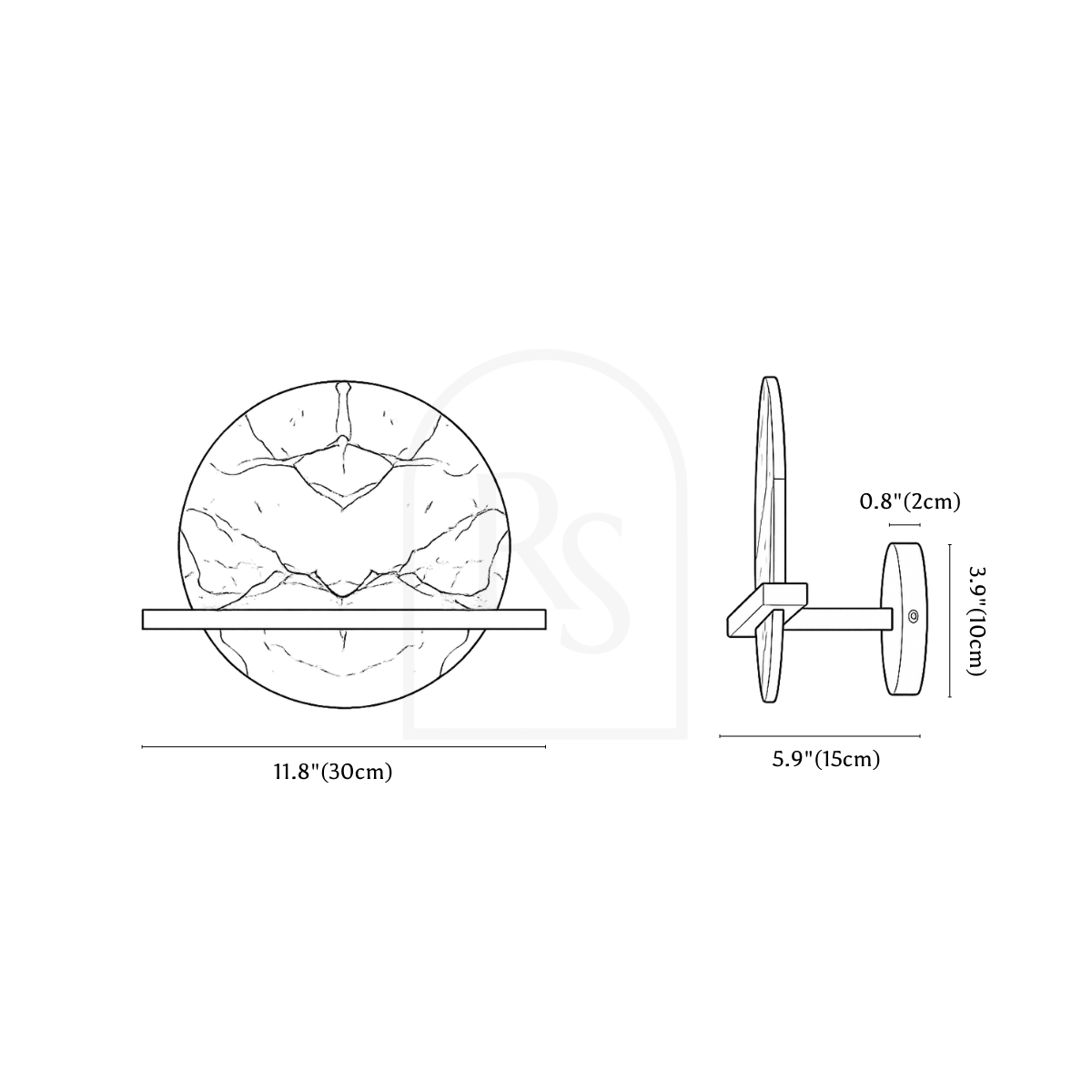 Zivano Alabaster Wall Lamp line drawing 1