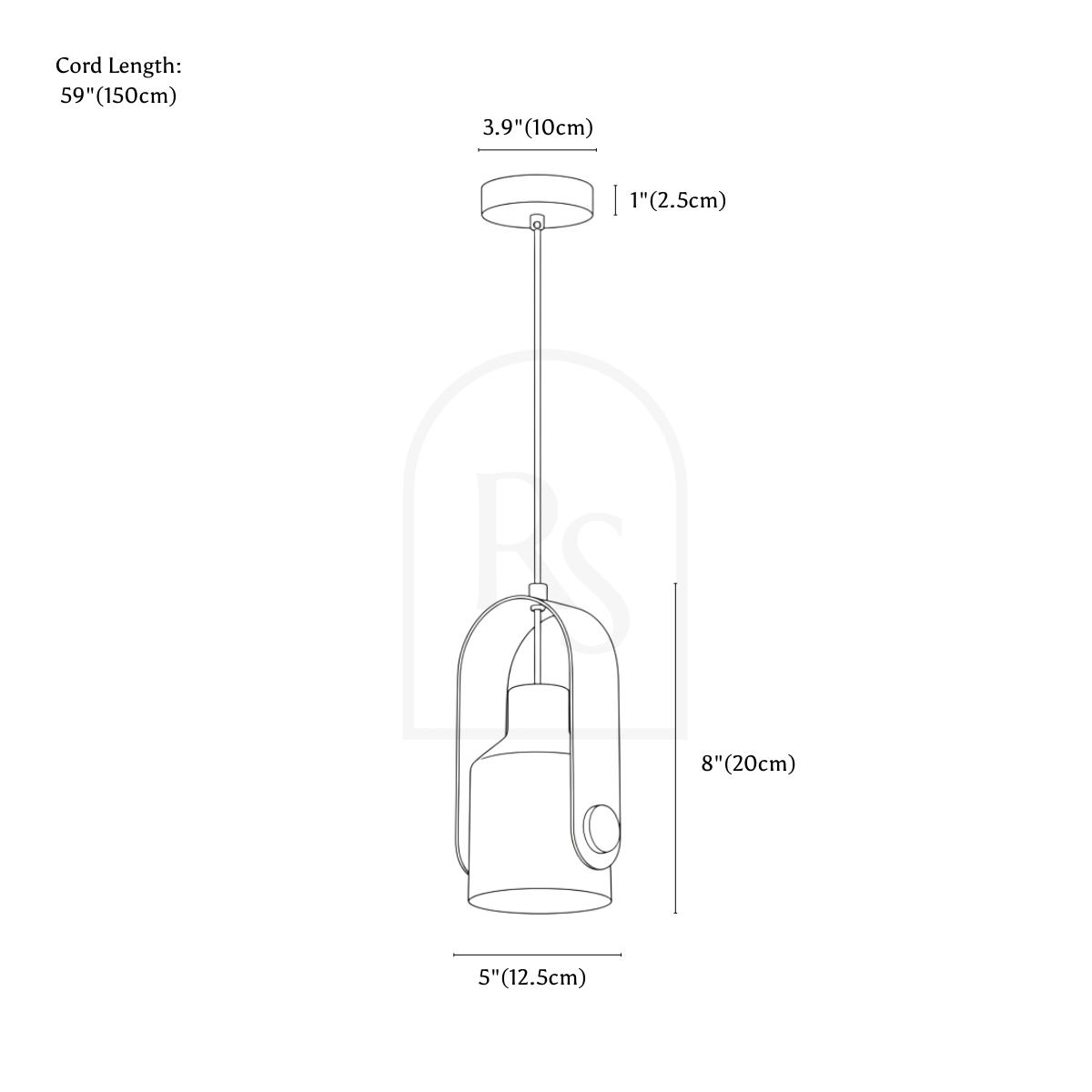 Zoren Pendant Light line drawing 1