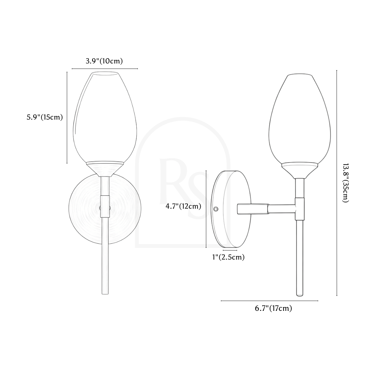 Zylin Wall Lamp line drawing 1