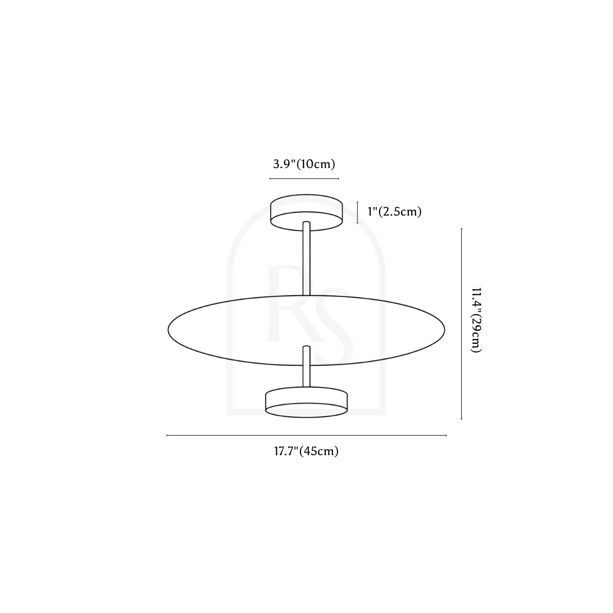 Zyntra Ceiling Light line drawing 1