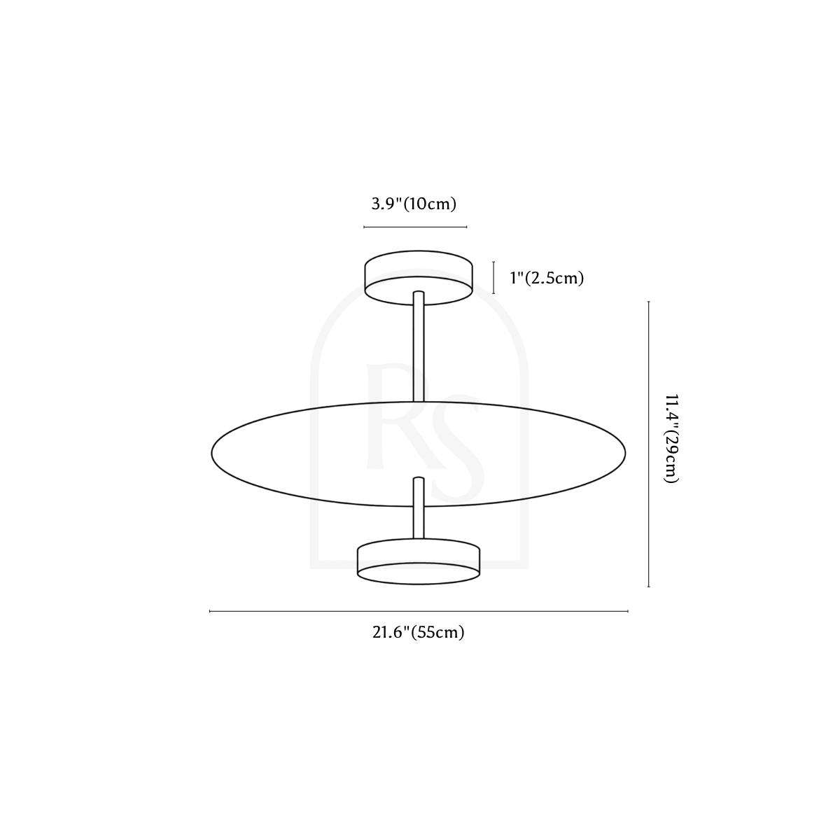 Zyntra Ceiling Light line drawing 2