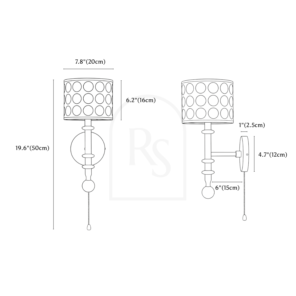 Zyranx Wall Lamp line drawing 1