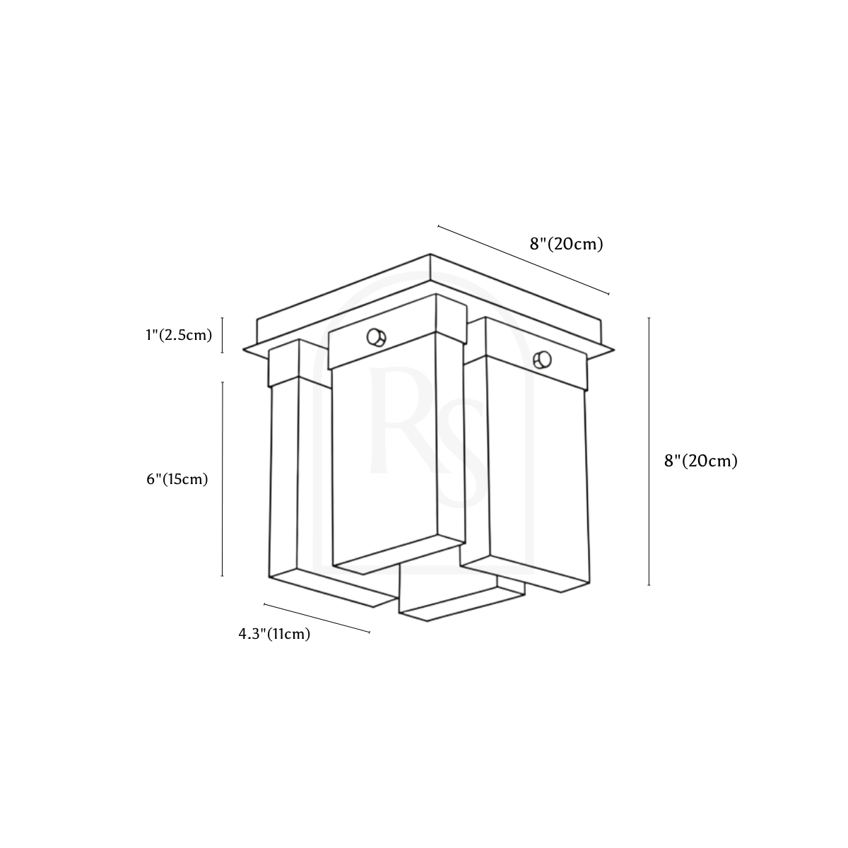 Zyric Ceiling Light line drawing 1