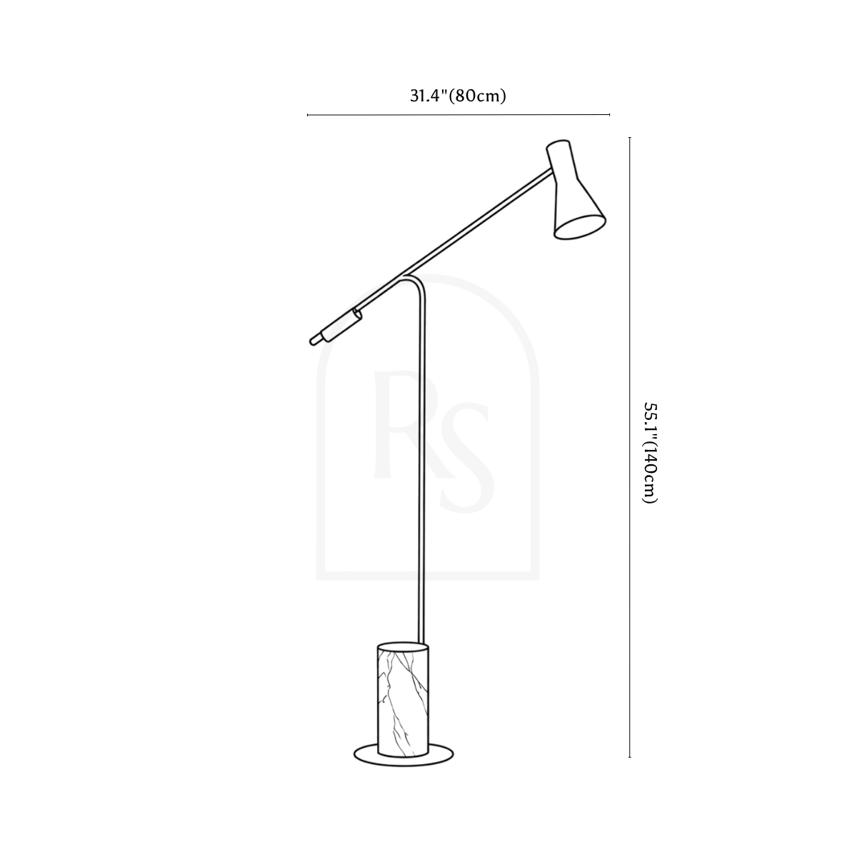Zyvix Floor Lamp line drawing 1