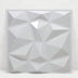 Textured wall panel with a geometric design, 3D diamond shapes, in glossy white finish, square shape.