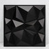 Black 3D wall panel with geometric triangular shapes, 24x24 inches, features a matte finish on a white background.