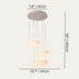 Three pendant light fixture with smooth oval shades in a white finish. Dimensions: 7.8" diameter, 59" height.
