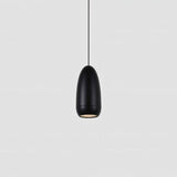 Ailis Pendant Light in black with a sleek capsule design, featuring an integrated LED for modern indoor lighting.