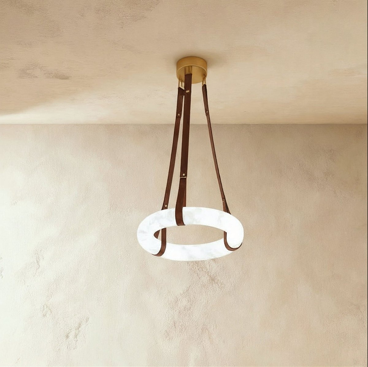 Aktis Alabaster Pendant Light – Elegant Halo Lighting – Residence
