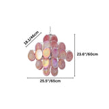 "A layered Murano glass disc chandelier with dimensions shown."