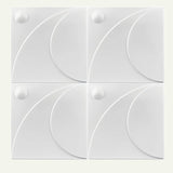 Four Amili PVC Wall Panels arranged in a square, showing seamless pattern alignment and durable, lightweight construction.