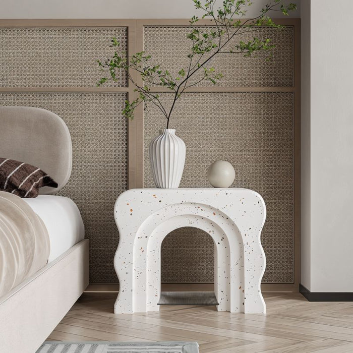 Andorra Bohemian Wicker Side Table: Handwoven with natural wicker, this bohemian side table adds texture and warmth to your living space, perfect for coastal or eclectic interiors.