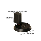 "Modern brushed brass door stop with cylindrical housing and flat base, dimensions indicated."