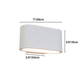 "White gypsum Arcat wall lamp with dimensions showing 7 inches/18 cm width, 3.6 inches/9 cm height, and 3.9 inches/10 cm depth."