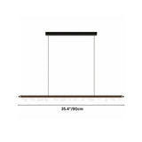 "Dimensions diagram of a 35-inch linear pendant light with a sleek aluminum frame and geometric acrylic diffusers, showing measurements."