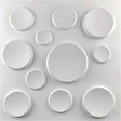 Arsnal Wall Panel featuring 3D circular patterns in white PVC, suitable for decorative wall panel applications.