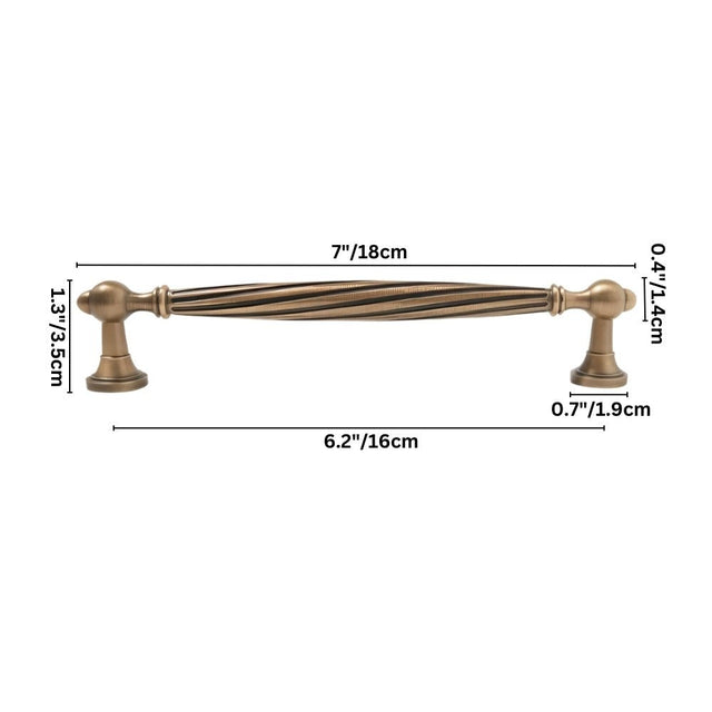 "Brass twisted fluted pull bar with antique finish"