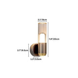 "Dimensions of a modern cylindrical wall lamp with a metal base and acrylic diffuser."