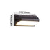 Dark bronze outdoor wall lamp with curved shade and warm LED light, dimensions 10.2" x 4.9".