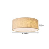 "Dimensions of a minimalist fabric ceiling light, showing 9 inches in height and 23.6 inches in diameter."