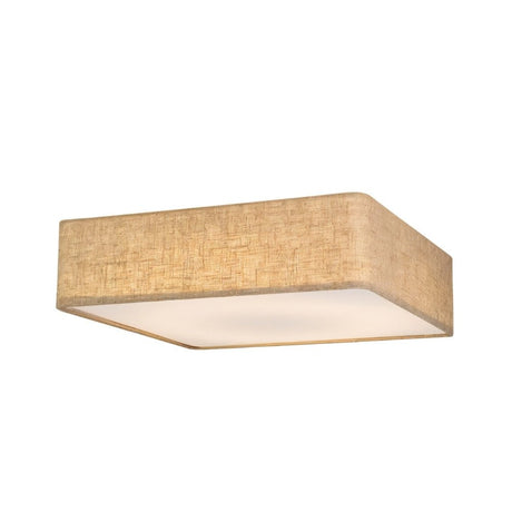 "Flush mount, minimalist fabric ceiling light fixture on a white background."
