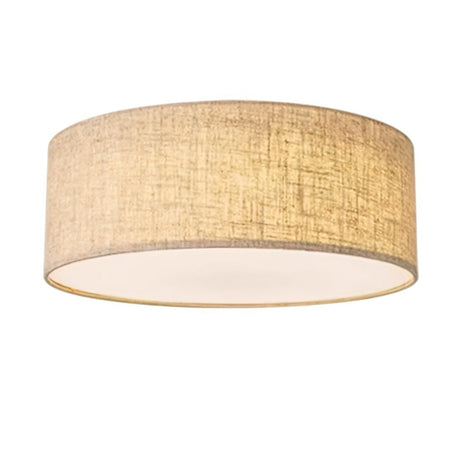 "Neutral-colored fabric drum ceiling light for a minimalist or contemporary interior."
