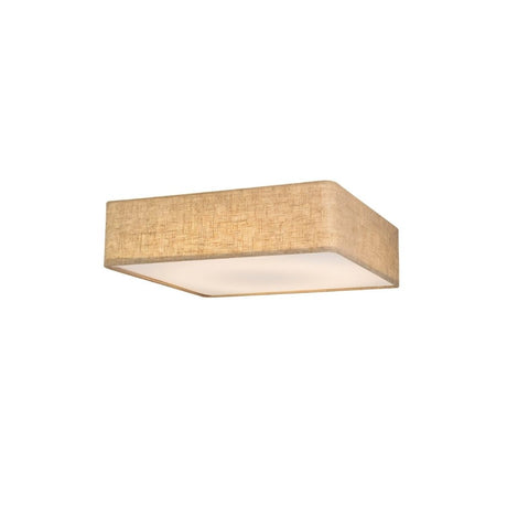"Rectangular minimalist fabric ceiling light fixture on a white background."