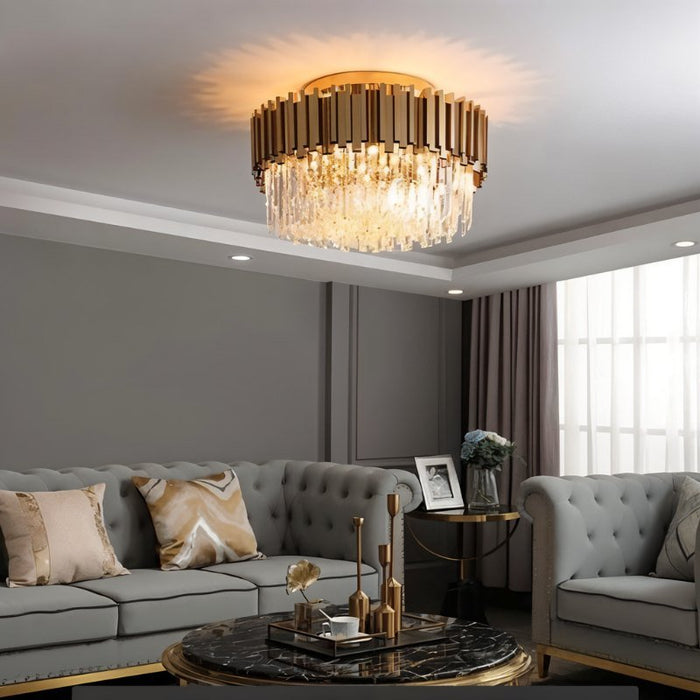 Astralis Round Flush Mount Chandelier - Living Room Lighting