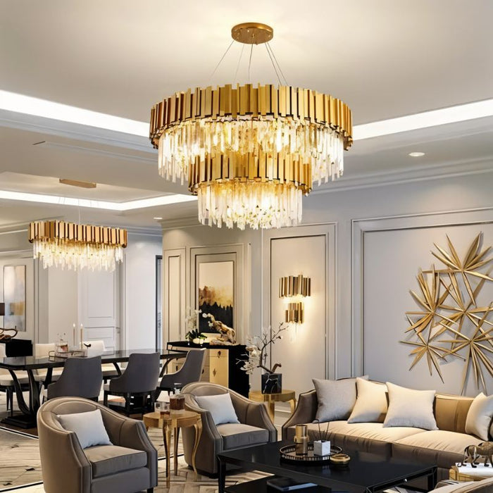 Astralis Tiered Round Chandelier - Contemporary Lighting for Living Room