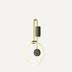 Wall lamp with brass curved arm, cream ribbed glass shade, and black metal accents on neutral background.