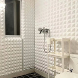 Badra Wall Panel - Stylish 3D Outdoor Wall Panels for Modern Spaces used in a bathroom setting, showcasing water-resistant PVC panels with a modern look.