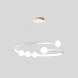  "Modern, white circular chandelier with minimalist bulb holders, isolated on a white background."