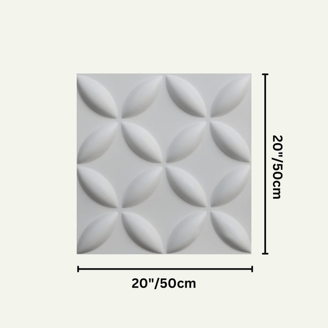 Bania Wall Panel with dimensions 20x20 inches (50x50 cm), highlighting its square shape and 3D floral design.