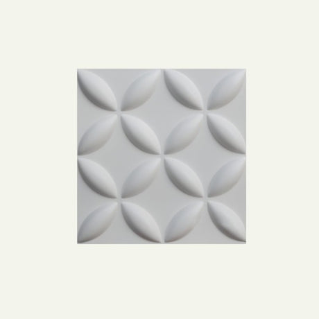 Close-up of a single Bania Wall Panel featuring a white 3D petal pattern, ideal for decorative wall applications.
