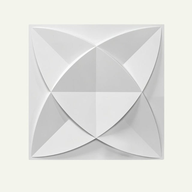 White Barku Wall Panel with 3D symmetrical pattern, perfect for contemporary wall decoration and PVC panel installations.