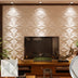 Barku Wall Panel in a modern living room with TV unit, showcasing 3D geometric PVC wall panel design for stylish interior decor.