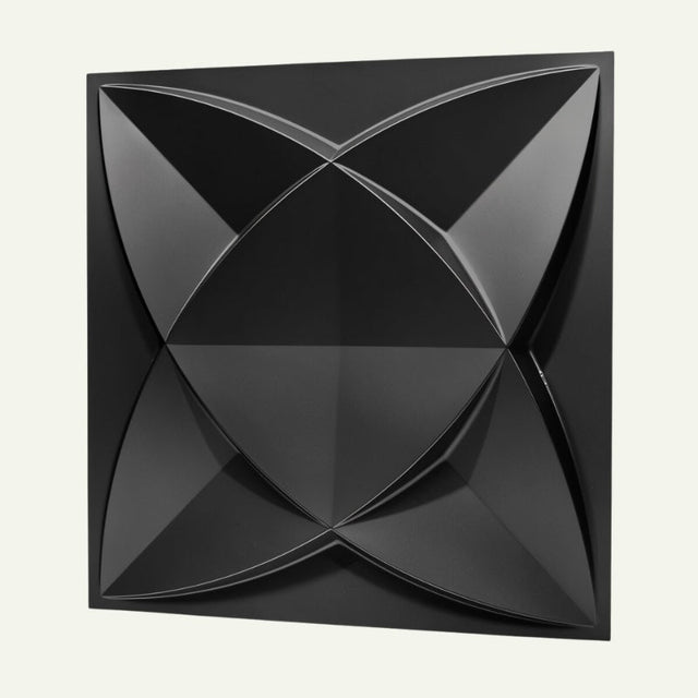 Black Barku Wall Panel with 3D geometric design, ideal for modern wall decor and accent paneling in interior design projects.