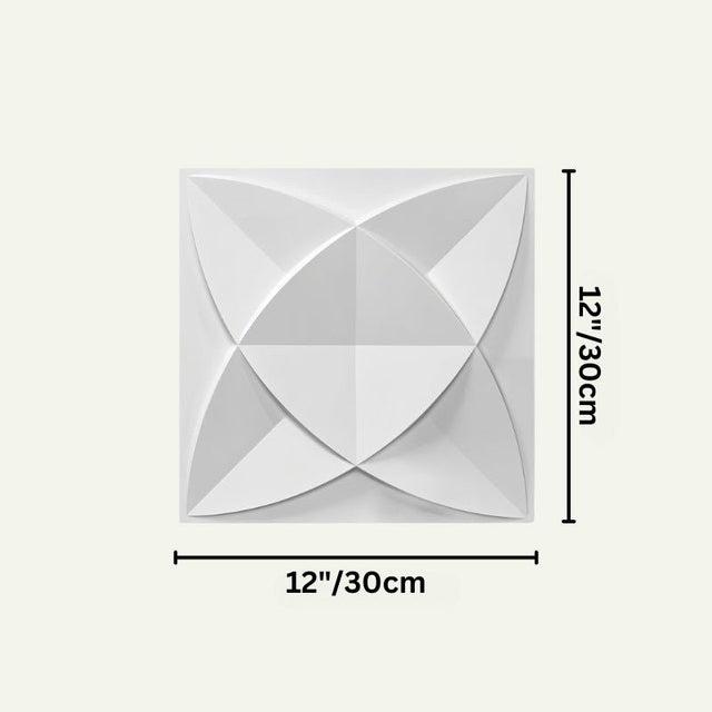 Barku Wall Panel in white with 12x12 inch dimensions, showing detailed size for PVC wall panel installation and design planning.
